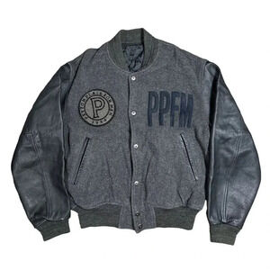 Vintage  90s PPFM Japan Made Leather Wool Bomber Jacket One Size Large